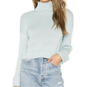 Lovers + Friends Soft Blue Vanish Mockneck Sweater